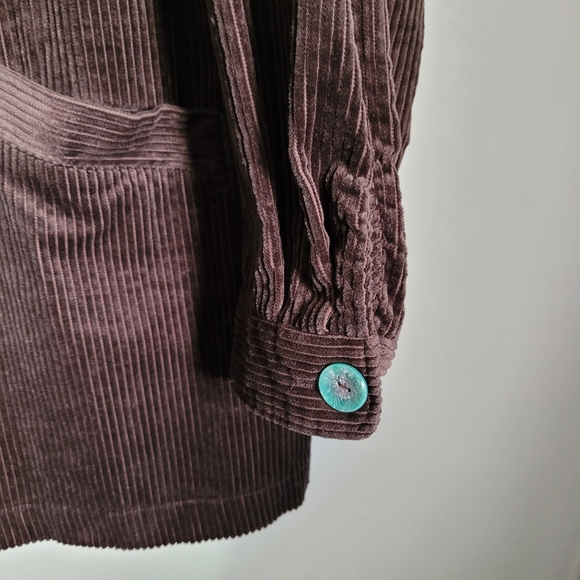 Woman Within Corduroy Chore Jacket Women’s Sz XL Brown Button Front Pleated Back - Picture 6 of 9
